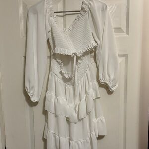 Elegant White Ruffled Dress